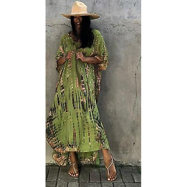 2022 Vestido De playa con estampado bohemio para mujer, traje De baño, túnica De verano para mujer, ropa De playa, bata De Plage Kaftan Q121