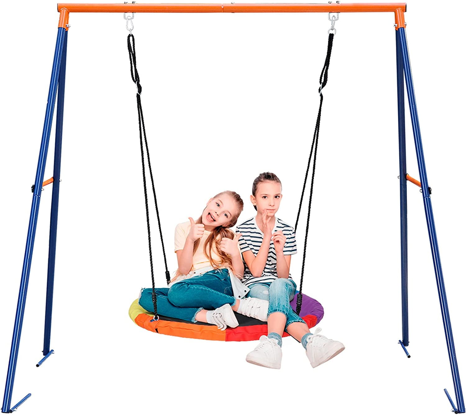 SUPER DEAL Swing and Stand Set 40inch Green Saucer Swing with 440LBS