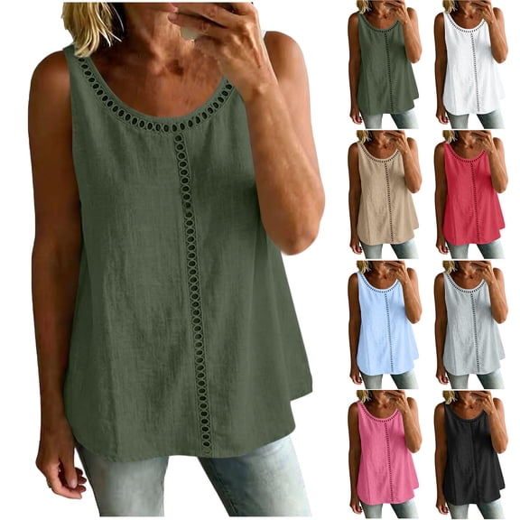 SwiftWear Women's Long Tank Top Casual Crew Neck Camisole Pullover Lightweight Flowy Summer Blouse for Daily Vacation Beach Wear