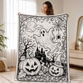 thumbnail image 6 of Byndra Halloween DIY Coloring Blanket, Large Throw Blanket with Spooky Ghost Pumpkin Pattern and Classic Style, Art Activity for Kids, Adults, Home, Party, Sleepover, Gift, 6 of 6