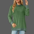 thumbnail image 2 of ZyeKqe Long Sleeve Tops for Women High Neck Shirts Side Split Going out Tops Loose Fitting Tees Top Blouses, 2 of 7