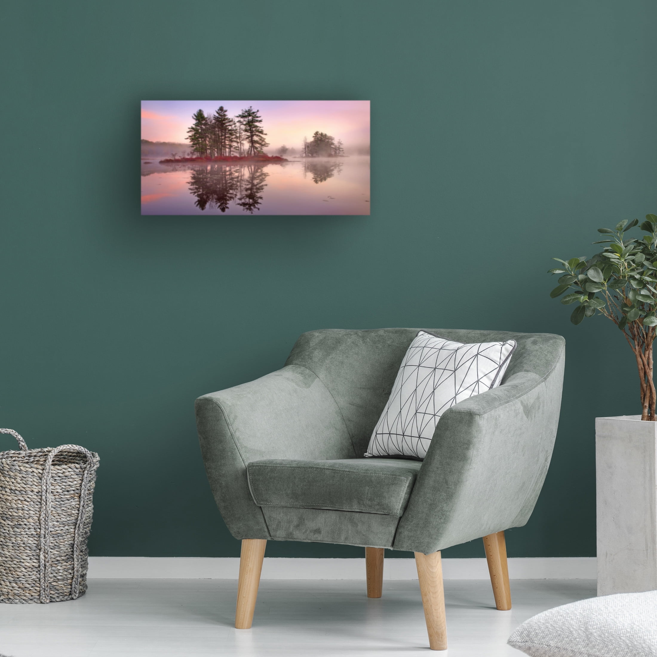 Canvas Wall Art - Patrick Zephyr 'Islands in The Pink' Wall Art for Living Room, Bedroom, or Office Décor by Trademark Fine Art - 47 x 24 Inches