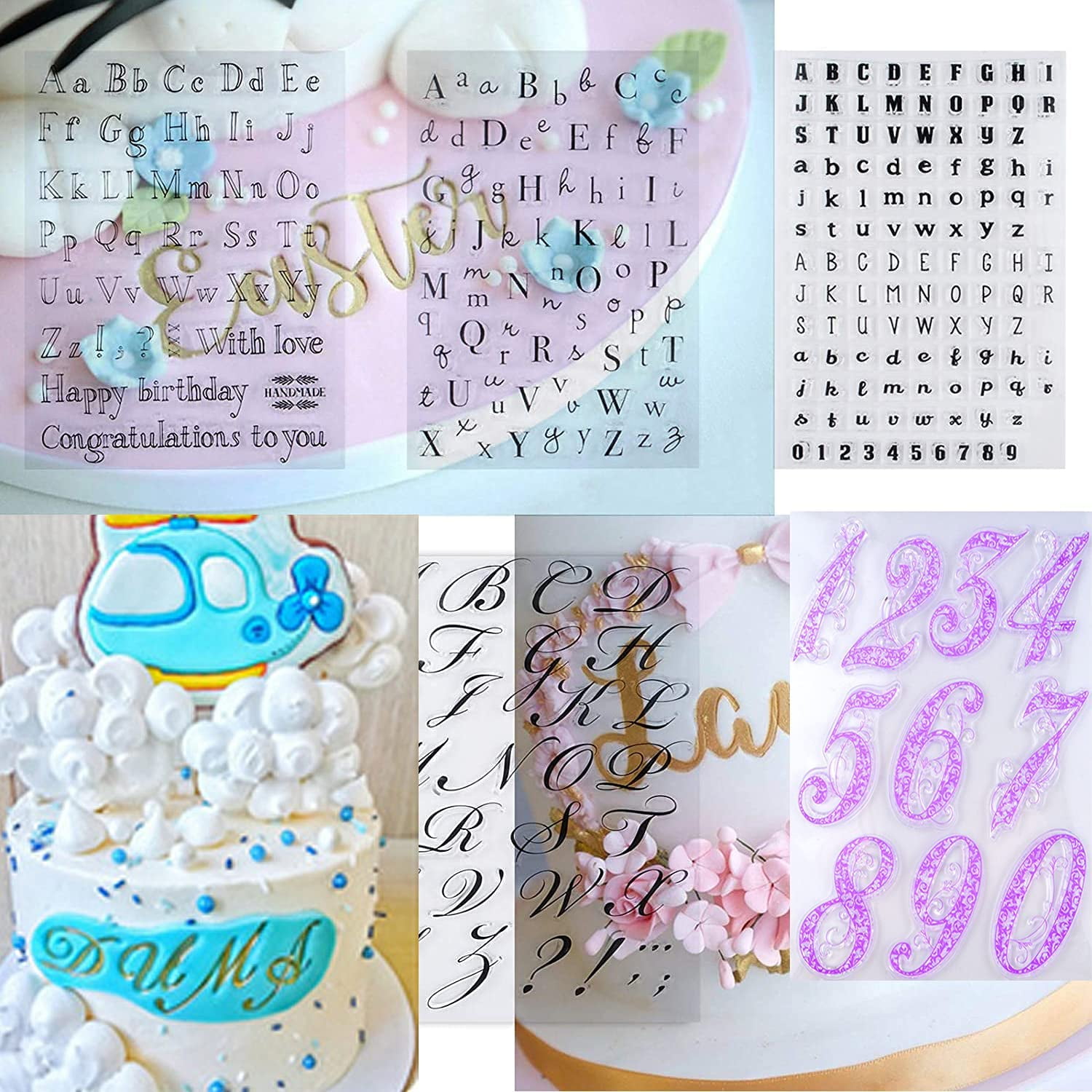 6x Alphabet Number Letter Cake Decor Mold Fondant Icing Cutter Mould Set Mold 6A 