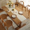 thumbnail image 5 of GHSDFBB Boho Table Runner Rustic Style 13\u201cx108\u201d, Cream Braided Farmhouse Linen Table Runner 108 Inches Long with Tassels for Dining Room Kitchen, 5 of 5