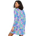 thumbnail image 2 of FORMRS Womens Long Sleeve Nightgowns Crew Neck Sleep Shirt Soft Pajamas Sizes S-3XL, Neon Starfish Pattern, 2 of 8