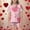 Pink, variant on Pajama Set for Girls 2 Piece Valentine's Day Heart Pattern Lapel Button Up Short Homewear 2PC Boys Outfits(110 2-3 Years,Pink)