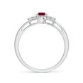 thumbnail image 2 of ANGARA Natural Oval Ruby Bypass Ring with Trio Diamond Accents in 14K White Gold for Women (Size-6x4mm) | July Birthstone, Birthday, Anniversary, Jewelry Gift for Women | Natural Ruby Ring, 2 of 9