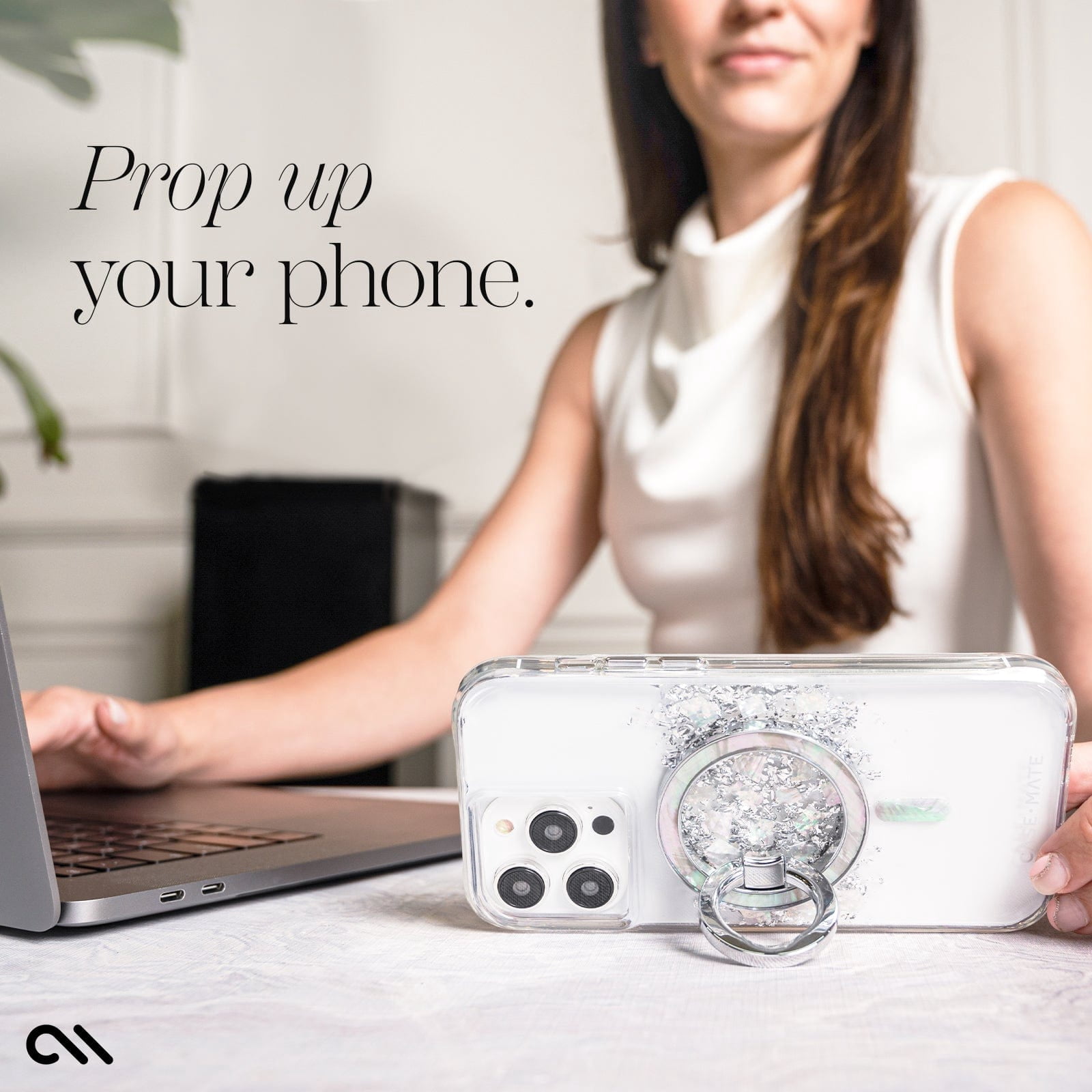 Case-Mate Magnetic Phone Ring Holder / Stand [MagSafe Compatible] for iPhone 15 14 13 12 Pro Max - Mother of Pearl