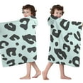 thumbnail image 4 of Light Blue and Black Of Leopard Print Hooded Bath Towel，50"x30" for Ages 3 To 12 Kids, Quick Dry Lightweight Soft Microfiber Hood Beach Towel Cover Up for Kids, 4 of 7