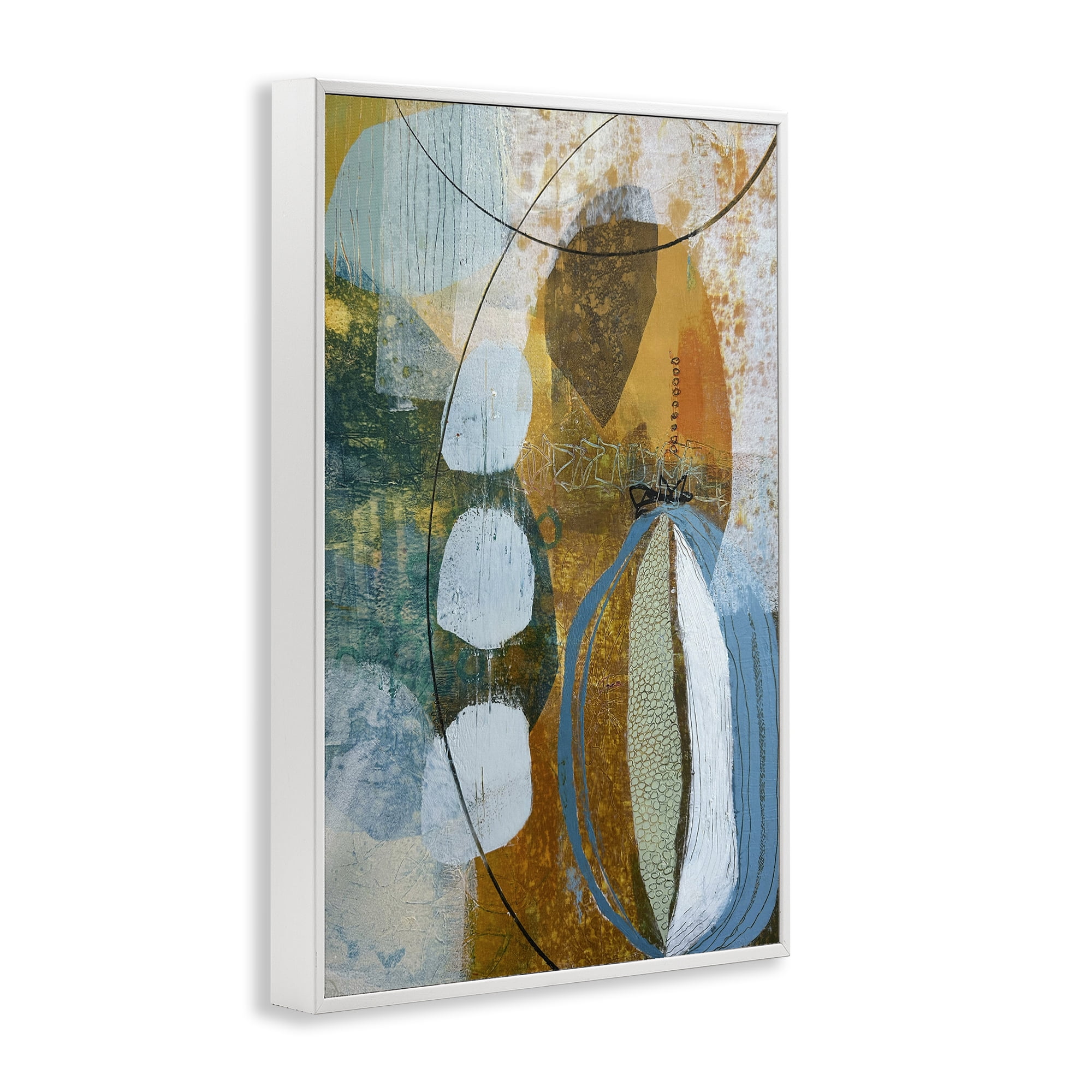 Stupell Industries Expressive Distressed Abstract Abstract Painting White Framed Art Print Wall Art, 12 x 18
