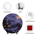 thumbnail image 4 of Balery Mystery House Halloween Night Print Bone China Decorative Plate Ceramic Dinner Plates Art Crafts with Display Stand-7in, 4 of 6