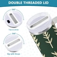 thumbnail image 3 of Yayeee 40oz Stainless Steel Tumbler with Straw and Handle Double-Wall Insulated Travel Water Bottle, Dark Green Leaves, 3 of 8