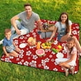 thumbnail image 7 of Red Background White Floral Pattern Picnic Blanket Waterproof Outdoor Beach Blanket Hand-held Pad Suitable for Travel, Camping, Beach, Family Gatherings, 7 of 7