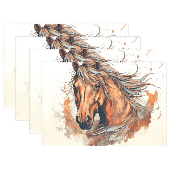 Horse Head 12×18 inch Placemats Heat Resistant Washable Foldable Rectangular Placemats Set Decoration Indoor Outdoor for Kitchen Dining Table 1PC