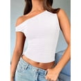 thumbnail image 6 of Womens Summer Off the Shoulder Tops Going Out T Shirts Crop Tank Top Fashion Clothes Spring Outfits 2025 White L, 6 of 7