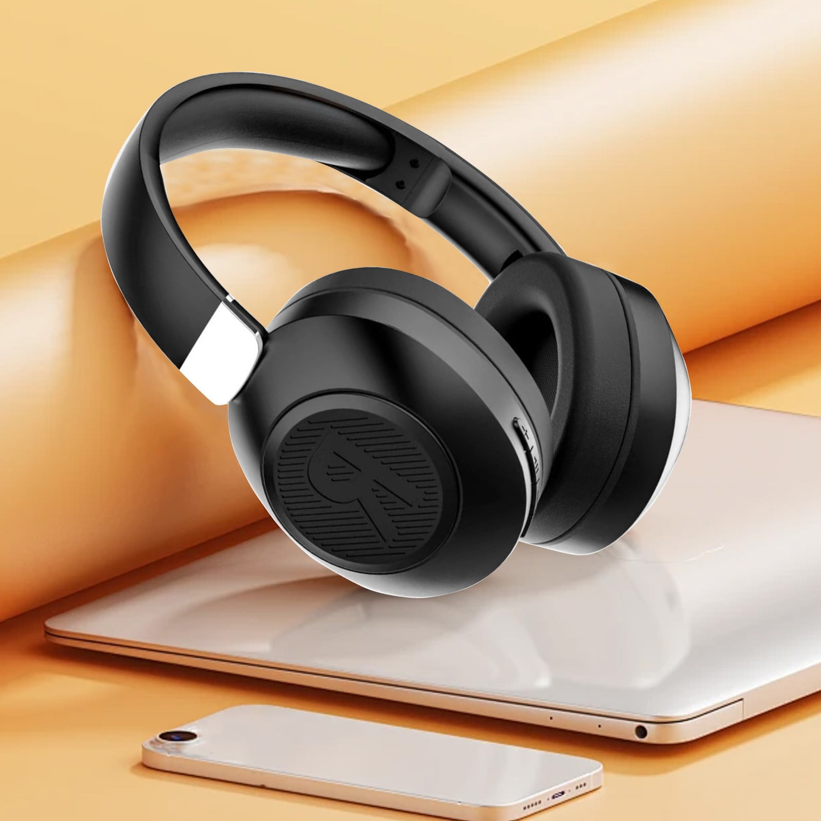 Wireless Bluetooth Headphones Over Ear 65H Playtime HiFi Stereo Headset with Microphone and 6EQ Modes Foldable Bluetooth V5.3 Headphones for Travel Smartphone Computer Laptop,Black