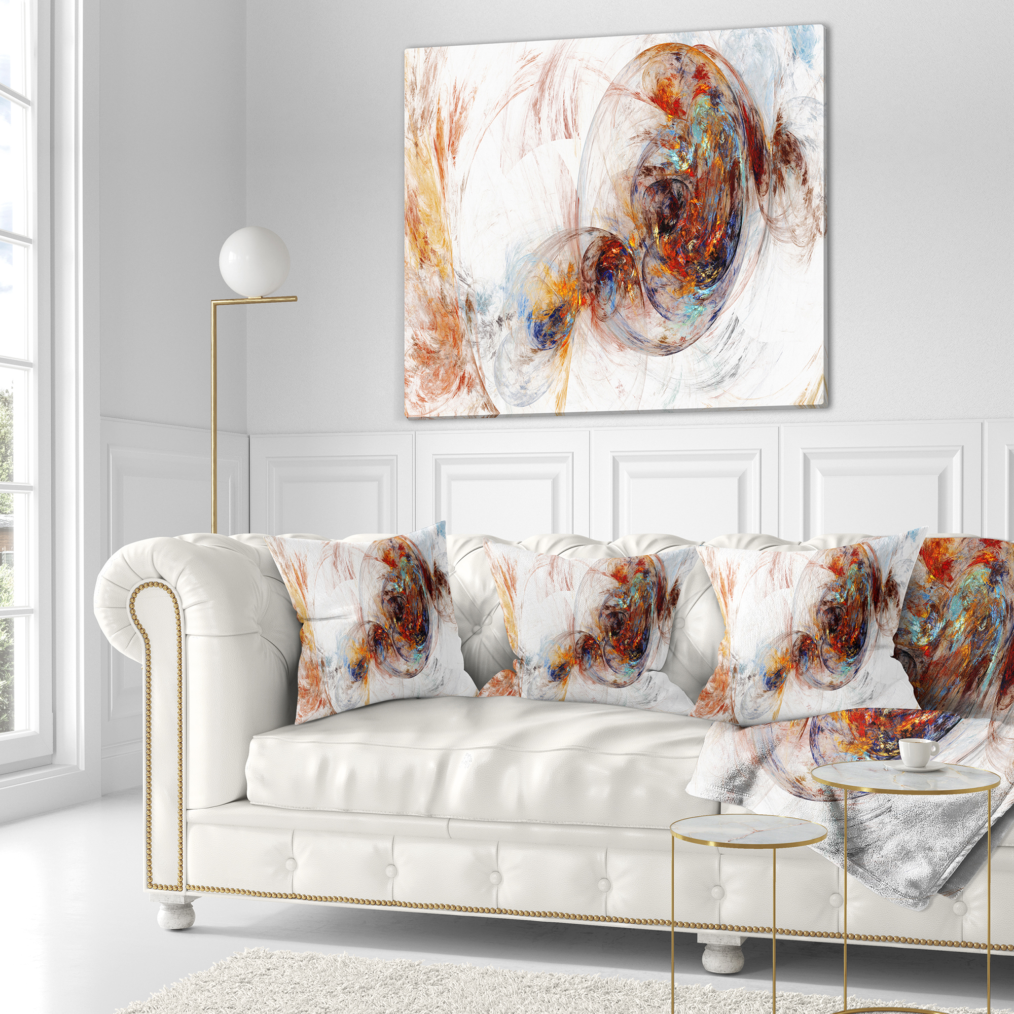Designart Colored Smoke Brown - Abstract Throw Pillow - 16x16