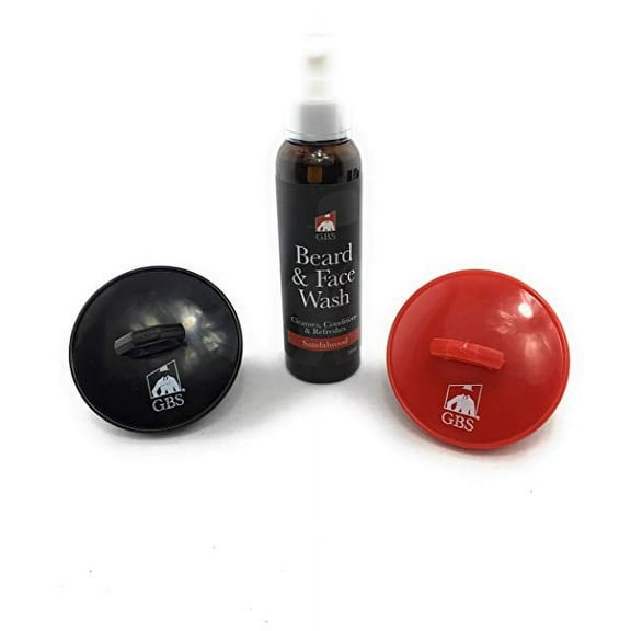 GBS Beard & Face Wash PLUS 2 GBS Shampoo Brushes - Cleanses, Conditions & Refreshes - Sandalwood Scent 150ml Helps Maintain Healthy Growth Compliments The Very Best balms and oils