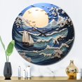 thumbnail image 3 of Designart "Beach Boat gracefulness Papercut II" Beach Oversized Wall Clock, 3 of 5