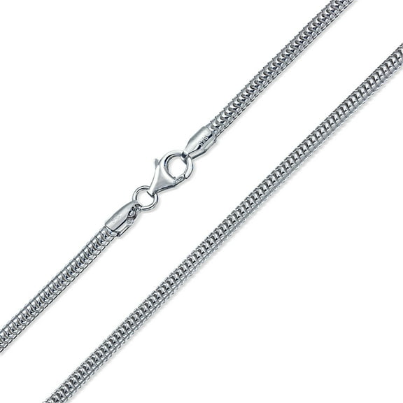 Bling Jewelry Womens Unisex 3MM Sterling Silver Snake Chain Necklace 8-Sided Made in Italy