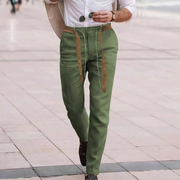 Lilgiuy Men's Performance Dress Pants Slim High Stretch, Casual Solid Color Straight Leg Dress Pants with Elastic-Waist Suit Pants for Dating Wedding Anniversary