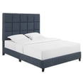 thumbnail image 5 of Queen Size Navy Blue Denim Upholstered Platform Bed Frame, Modern Bedroom Furniture. Solid Wood, 64"x83" Navy Polyester, 750lb Capacity, Box Spring Required., 5 of 14