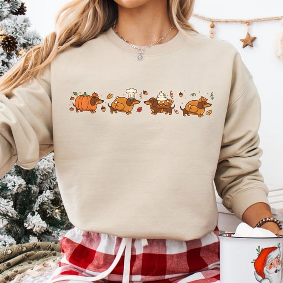 Thanksgiving Dachshund Hoodie, Fall Dachshund Sweatshirt, Fall Dog Mom, Women's Autumn Hoodie, Dachshund Mom Sweater, Dog Lover Sweater All Size S-5Xl