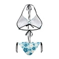 thumbnail image 2 of Chririnla Women's Halter Neck Two-Piece Bikini Set - Blue Cherry Blossom Floral Print, Tie Side Triangle Swimsuit for Beach Vacation & Pool Party, 2 of 9