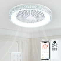 20" Low Profile Ceiling Fans with Lights, APP and Remote Control, Smart 3 Color Dimmable, Reversible 6 Speeds, Timing Setting, Bladeless Flush Mount LED Ceiling Fan