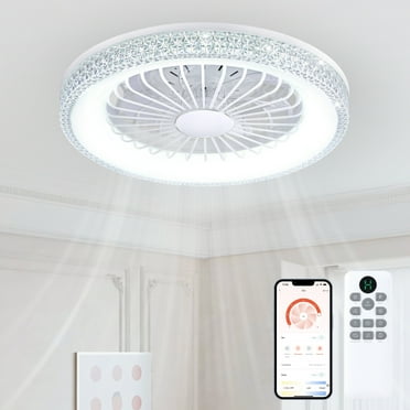 20" Low Profile Ceiling Fans with Lights, APP and Remote Control, Smart 3 Color Dimmable, Reversible 6 Speeds, Timing Setting, Bladeless Flush Mount LED Ceiling Fan