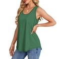 thumbnail image 5 of Womens Tank Tops Plus Size Sleeveless Round Neck Solid Color Camisole Army Green XL, 5 of 6