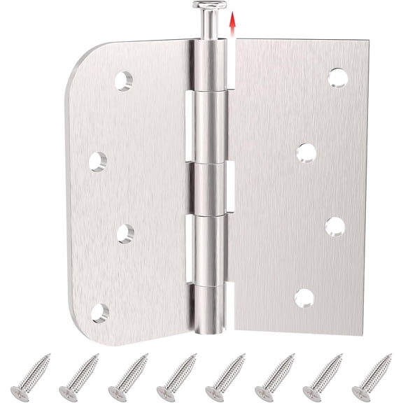 3 Pack Door Hinges, Door Hinges 4in x 4in Interior and Exterior Door Hinges, Removable Pin, Heavy-Duty Hinges for Residential Doors with Square & Round Corners