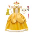 thumbnail image 1 of Disney Belle Princess Dress Baby Girls Disfraz de Cosplay Niños Fiesta de cumpleaños de Halloween Dress Up Beauty And the Beast Robe Clothing7-8T (Etiqueta 140) Gao Jinjia LED, 1 of 2