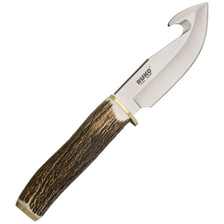 Skinning Knife Leather Sheath (RUKO 4-1/2-Inch Blade Gut Hook Skinning Knife with Genuine Deer Horn Handle and Leather Sheath)