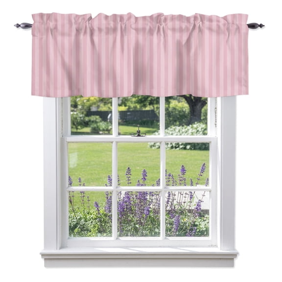 Pink Stripes Valances for Windows, Modern Striped Minimalist Abstract Valance Window Treatment Rod Pocket Short Curtains Valances for Kitchen Bathroom 42"W x 12"L