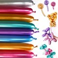thumbnail image 5 of Kripyery 100Pcs/Bag Long Balloons Inflatable Explosion-proof Versatile Metallic Chrome Decorative Scene Layout Bright Color Latex Twist Balloons Birthday Party Decor for Wedding, 5 of 8