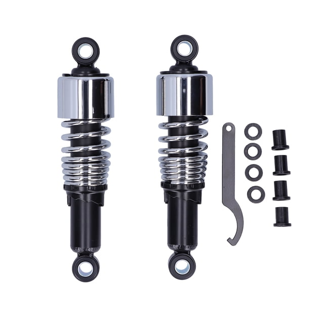 Par de amortiguadores de motocicleta de 10,5 pulgadas aptos para XL883 XL883R XL1200R XL1200L (placa cromada negra)