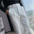 thumbnail image 6 of OSOLU Men Slim Fit Small Foot High Waist Business Solid Color Straight Leg Suit Pants Trousers Fashionable Classic Leisure Bottoms, 6 of 7