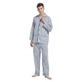 thumbnail image 3 of Amaxer Men's Cotton Notch Collar Pajama Set, Long Sleeve & Long Pants, Lightweight Breathable Loungewear, S-3XL, 3 of 6