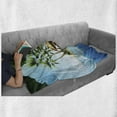 thumbnail image 6 of Island Soft Flannel Fleece Throw Blanket, Tropic Lands Coconut Palms in the Middle of Nowhere Surreal Scenery, Cozy Plush for Indoor and Outdoor Use, 50" x 60", Azure Blue Fern Green, by Ambesonne, 6 of 6