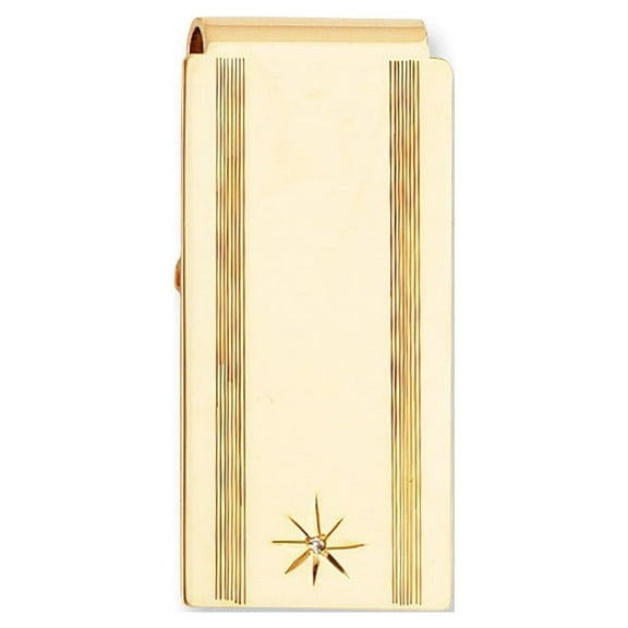 Gold-plated Kelly Waters Star Cut .001ct Diamond Hinged Money Clip; for Adults and Teens; for Women and Men
