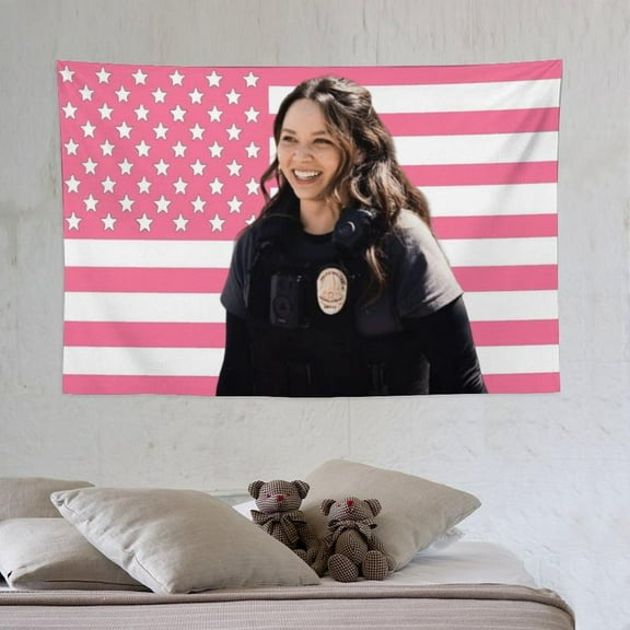 Lucy Chen The Rookie Pink American Flags Tapestry Tim Bradford  For Tapestry Wall Decor, Indoor Wall Tapestries, Room Decor, One Side Polyester Wall Flag