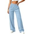 thumbnail image 2 of BUIGTTKLOP Womens Sweatpants Fleece Lined Wide Leg Baggy Lounge Sweat Pants High Waisted Comfy Casual Warm Fall Winter Workout Gym Trousers, 2 of 7