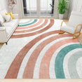 thumbnail image 1 of Retro Modern Boho Abstract Area Rugs, Mid Century Geometric Rainbow Bedroom Rug, Comfortable Soft with Non-Slip Backing Ideal for Living Room Boy Girl Dining Room Study Decor 4 x 6ft, 1 of 7