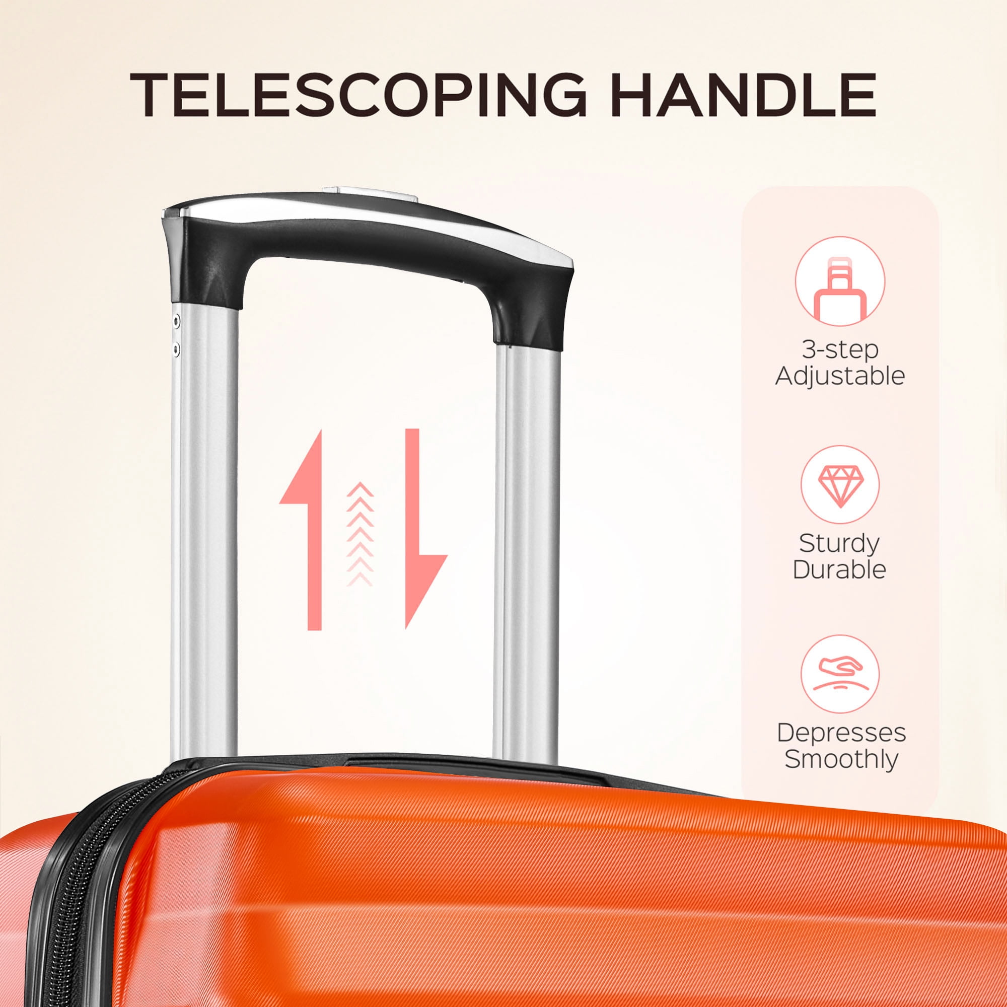 3 Piece Luggage Sets with 6 PC Organize Bags Lightweight Suitcases with Spinner Wheels, Orange