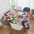 thumbnail image 5 of Coolnut Unbreakable Square Tablecloths with Dust and Wrinkle Resistance-54x54In, Mexican Talavera Ceramic Wedding Kitchen Picnic Buffet Holiday Party House Decor, 5 of 7
