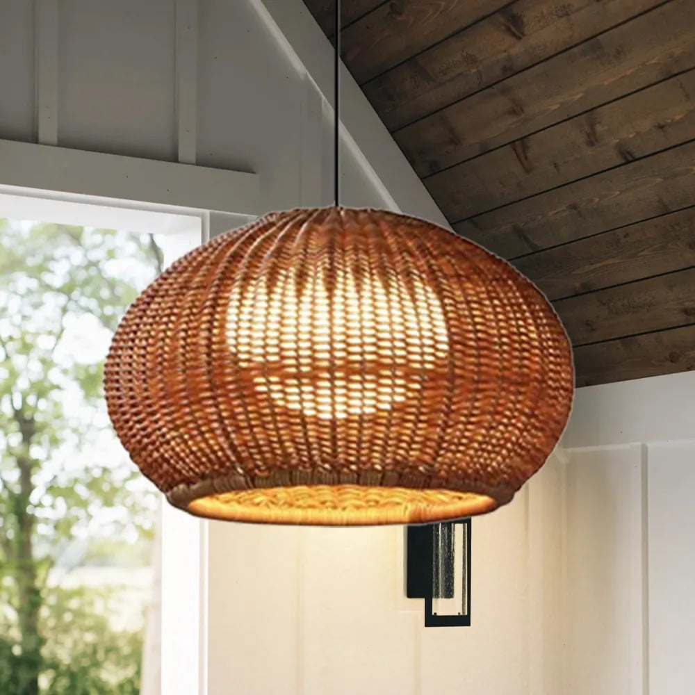 LittleGlovo Outdoor Waterproof Restaurant Hand-woven Rattan Chandelier