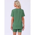 thumbnail image 4 of DARING DIVA Women's Pajama Set Split Jersey Knit Tops with Fitted Shorts XL Green, 4 of 7