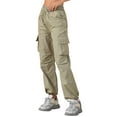 thumbnail image 4 of INSPIRE CHIC Women's Y2K Streetwear High Waisted Pockets Casual Long Cargo Pants Trousers XS Grey Khaki, 4 of 6