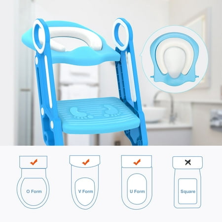Wipalo Potty Training Seat with Ladder - Kids Toilet Trainer 2-in-1 Toddler Step Stool & Portable Travel Seats Steps for Toddlers Baby Girls & Boys Infant Urinal Cover on top of Chair Folding